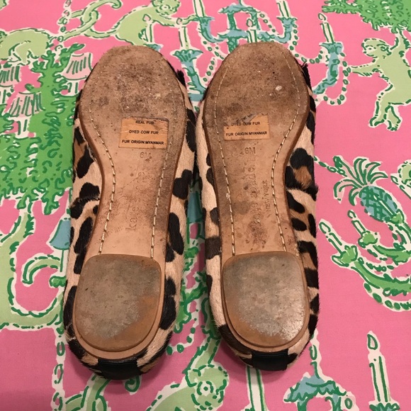 Kate Spade real Leopard fur Print Flats with Black Bow size 6 - Picture 4 of 4
